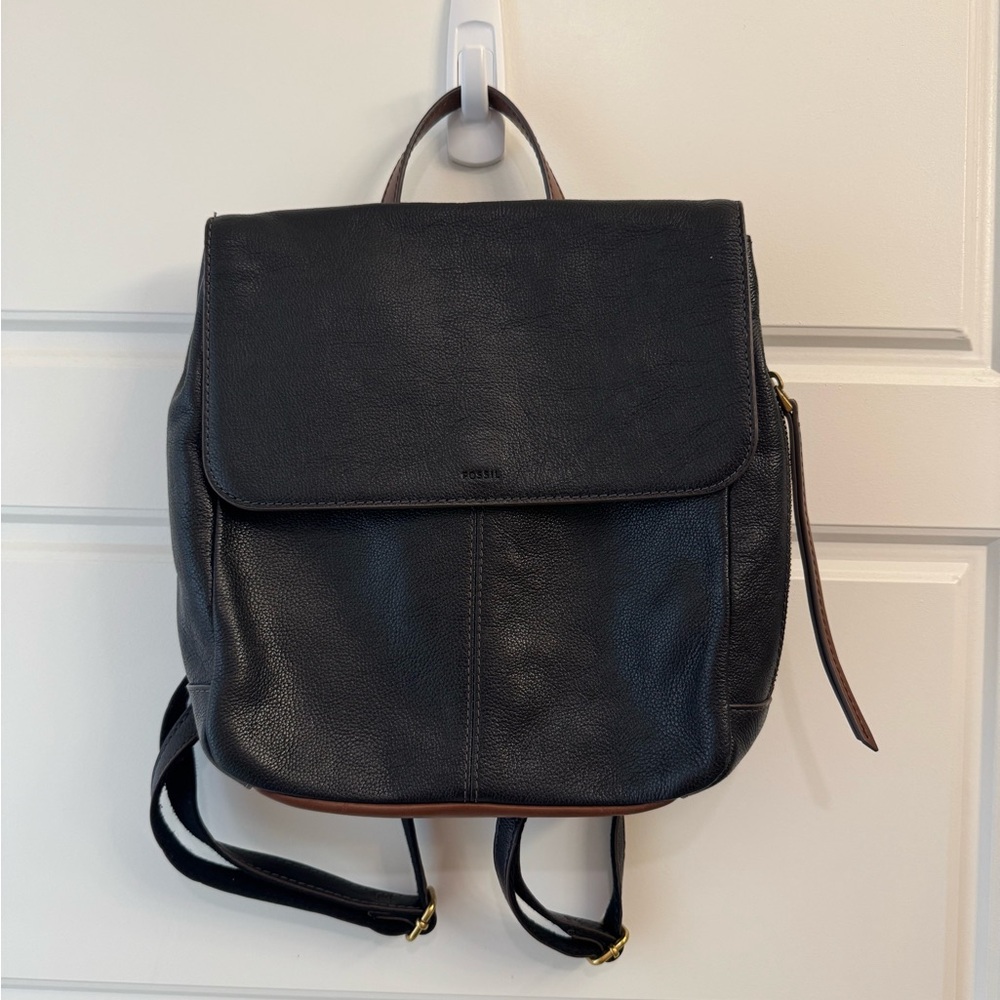 Fossil Black Leather Backpack